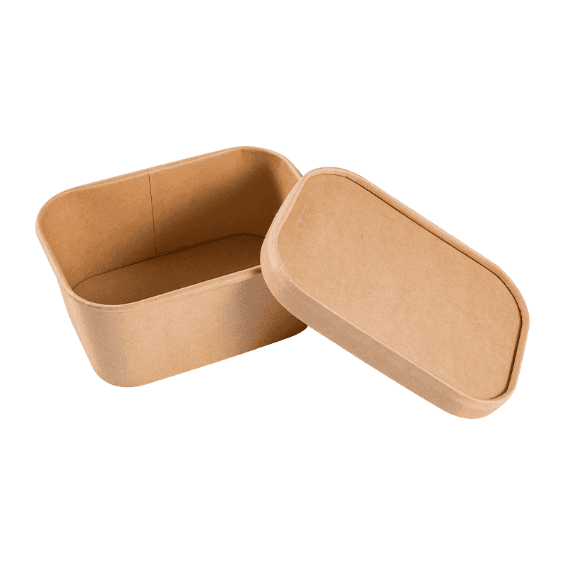 Bol en papier à emporter rectangulaire de qualité alimentaire compostable biodégradable jetable Kraft