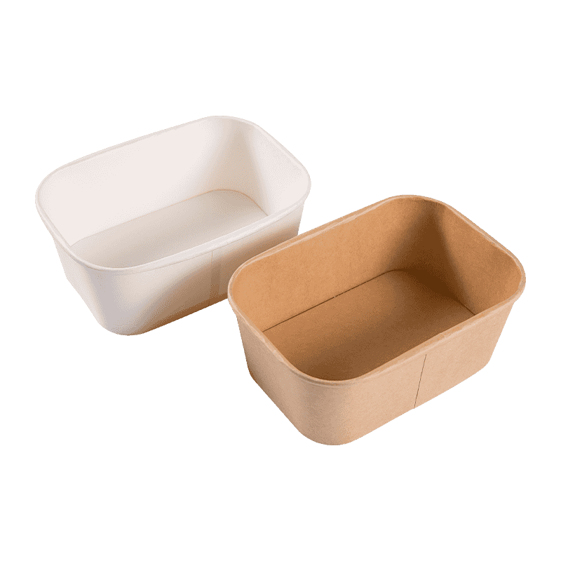 Bol en papier à emporter rectangulaire de qualité alimentaire compostable biodégradable jetable Kraft